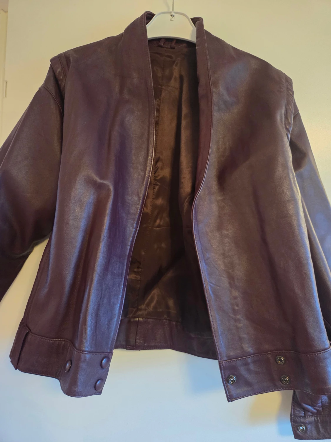 Lila/brun skinnjacka, storlek L - 1