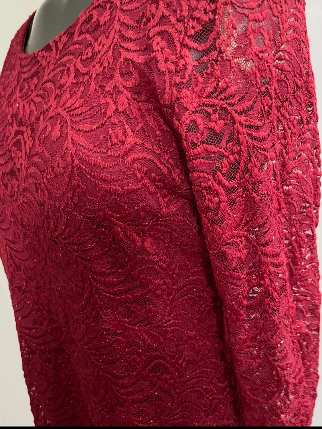 Röd spetsblus med lång ärm - 2