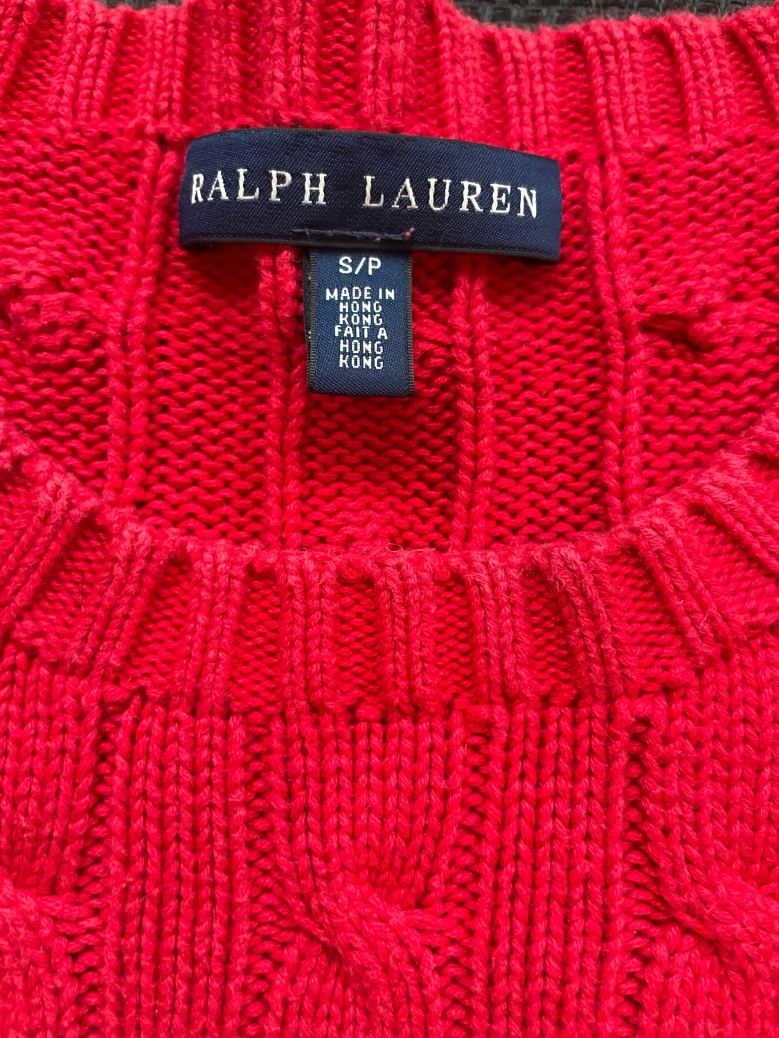 Polo Ralph Lauren Röd kabelstickad tröja herr - 3