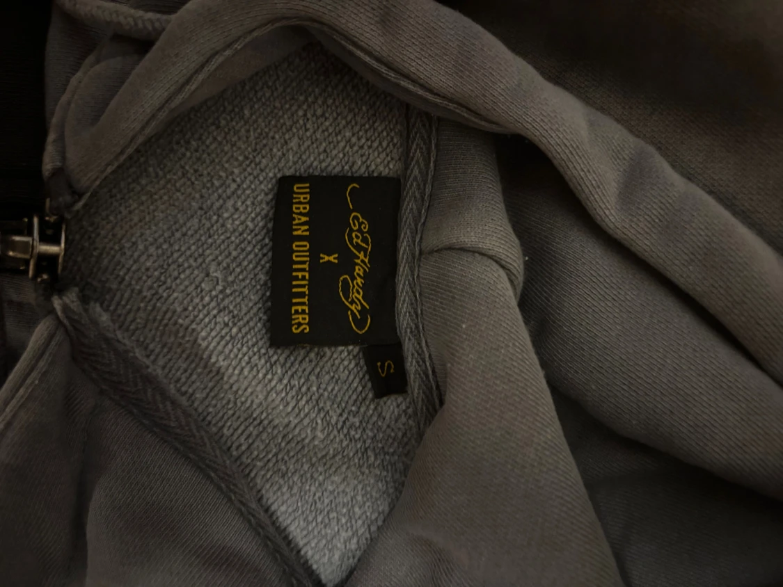 Ed Hardy grå hoodie med tryck - 5