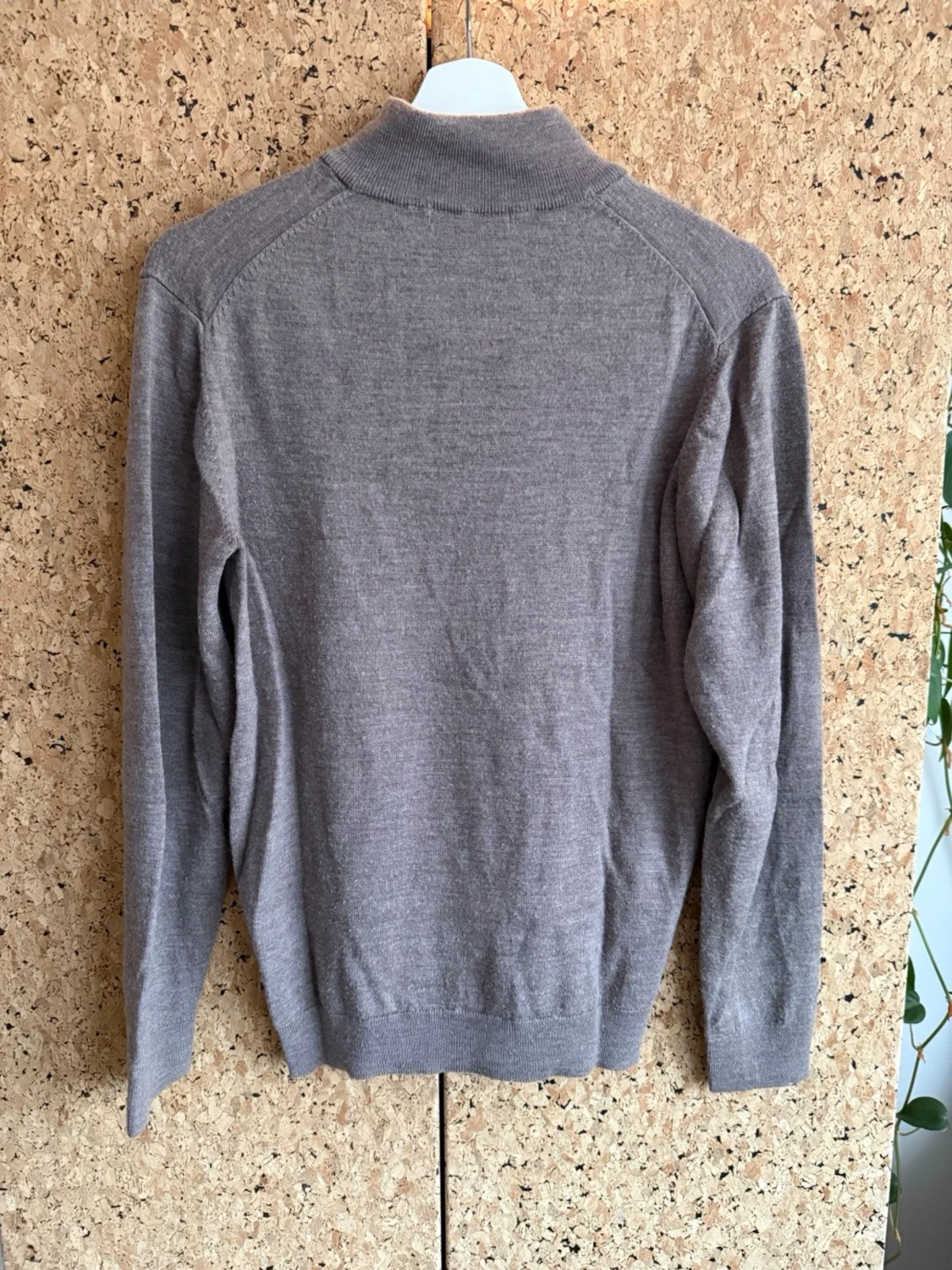 Brun half zip merinoull tröja - 1