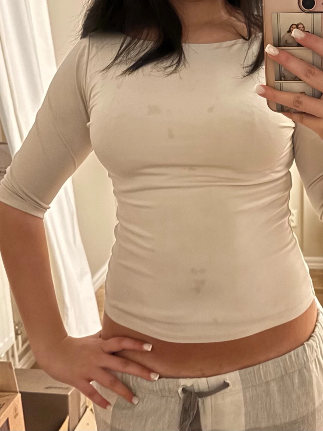 Beige tight topp från H&M - 1