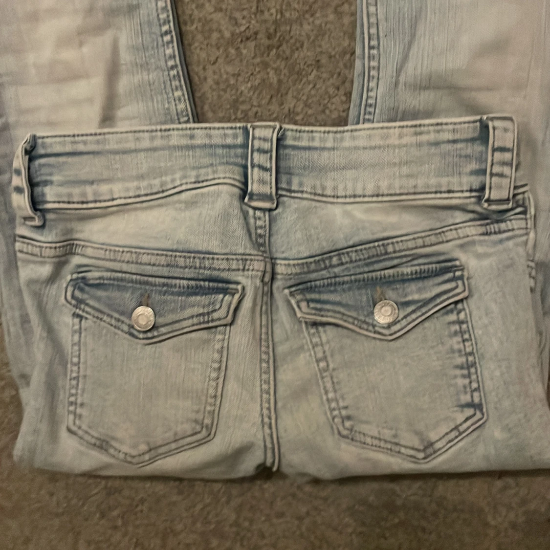 Ljusblå bootcut low waist  - 2