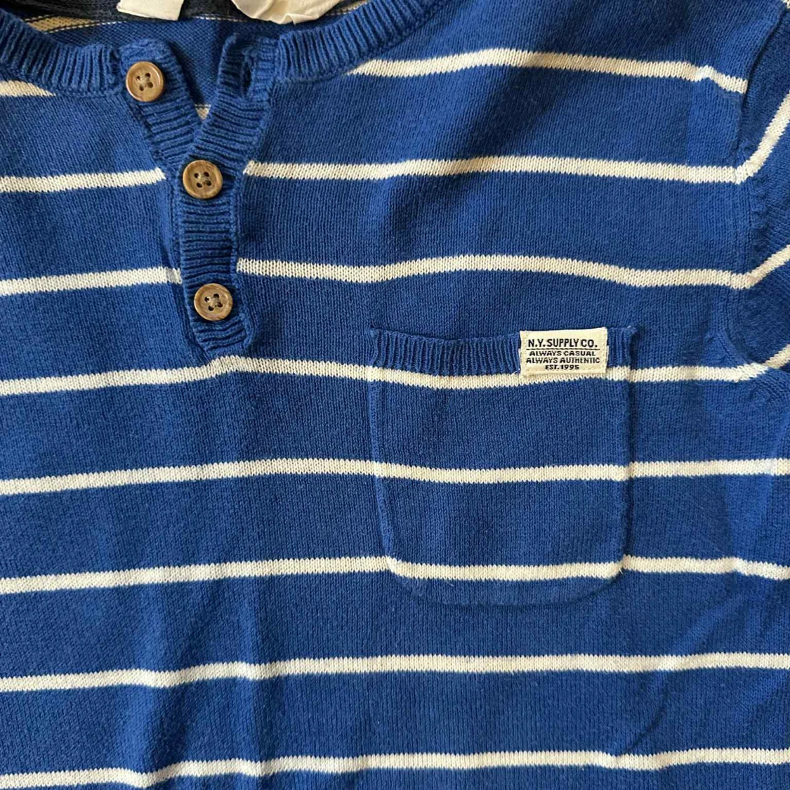 Blå Långärmad finstickad tröja Strl 122/128 tjocktröja - 3