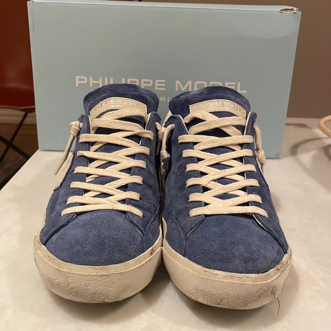 Blå Philippe Model sneakers mocka - 1