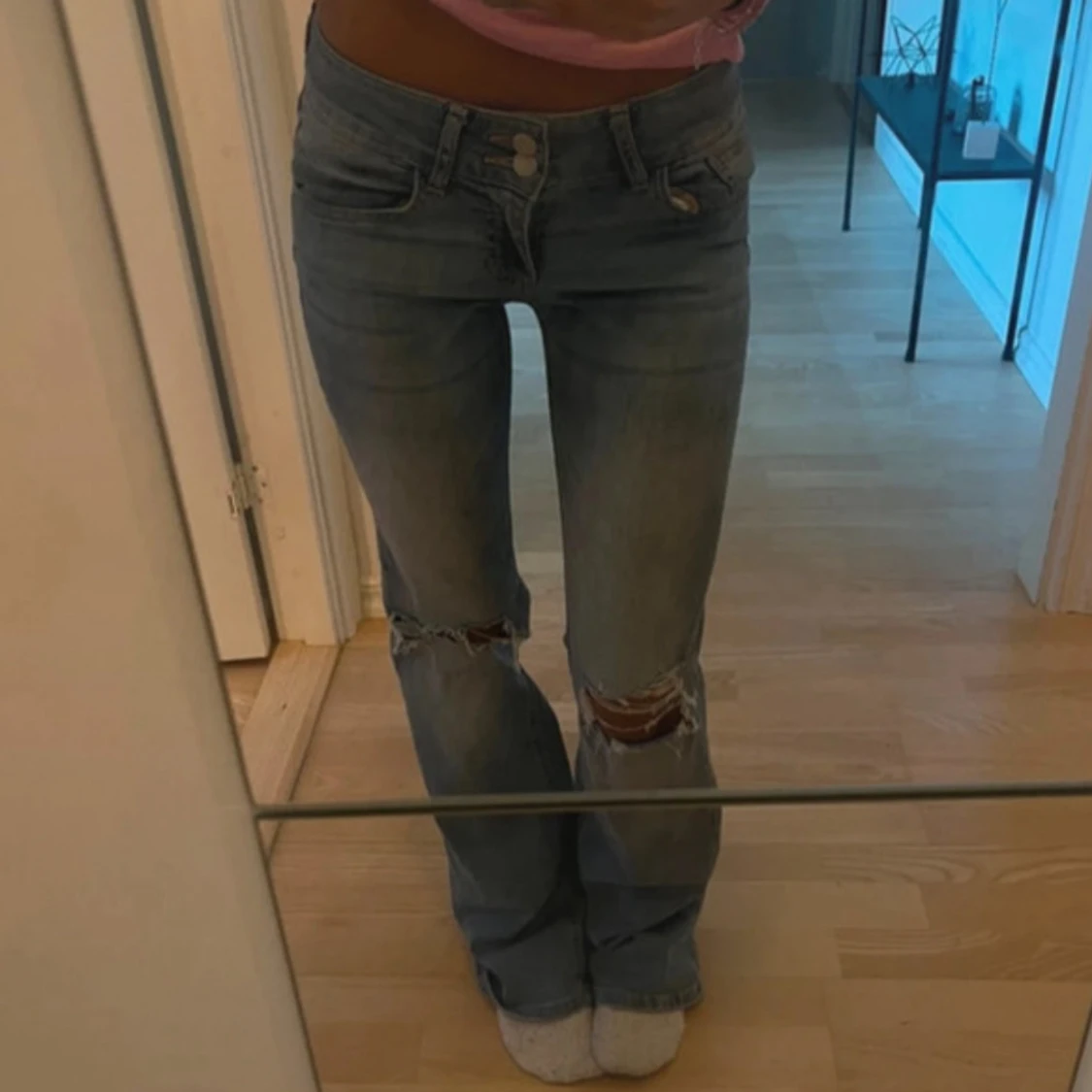 Low waist bootcut flap pocket jeans 