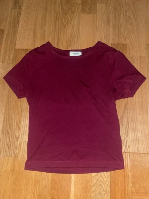 Vinröd kortärmad topp från Gina Tricot - Enkel och stilren vinröd topp från Gina Tricot.  Perfekt att matcha med jeans eller kjol för en clean look.