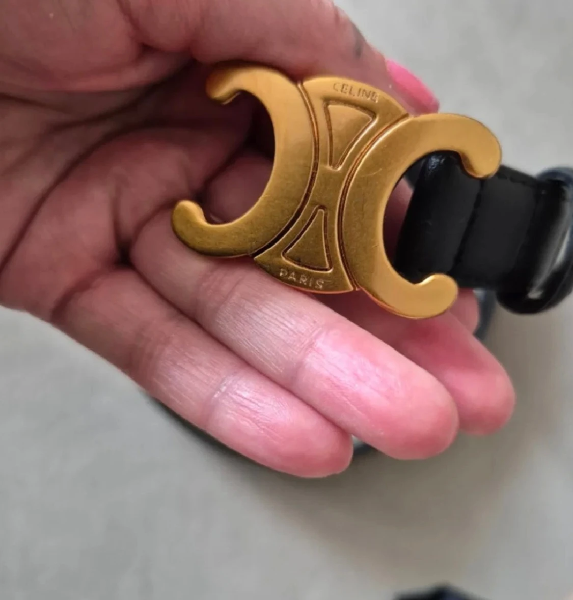 Svart Triomphe bälte i skinn