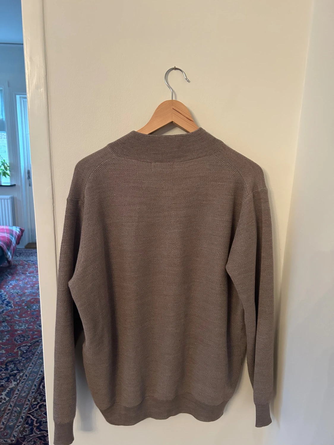 Beige stickad half zip-tröja Sand - 2