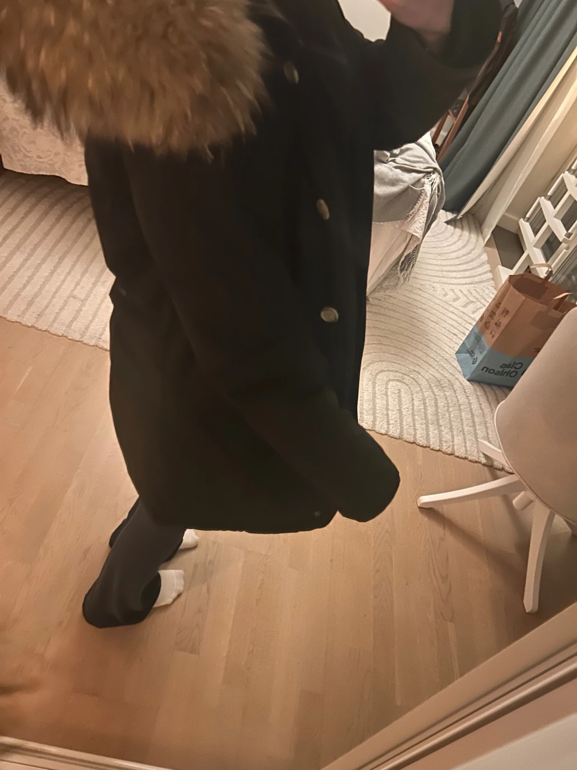 Svart parkas Woolrich med päls - 3