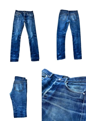 Blå jeans A.P.C. Jeans Selvege  - Blå selvege jeans från a.p.c. Storlek 28 i midjan men jag skulle säga runt 29 kanske 30. Passar mig som 183! Hör av dig vid frågor eller funderingar. Extremt fin tvätt som gjorts med tiden den använts. Jeansen är i bra skick men har en minimal defekt i höger ficka där det behövs sy lite grann men det är inget som syns!