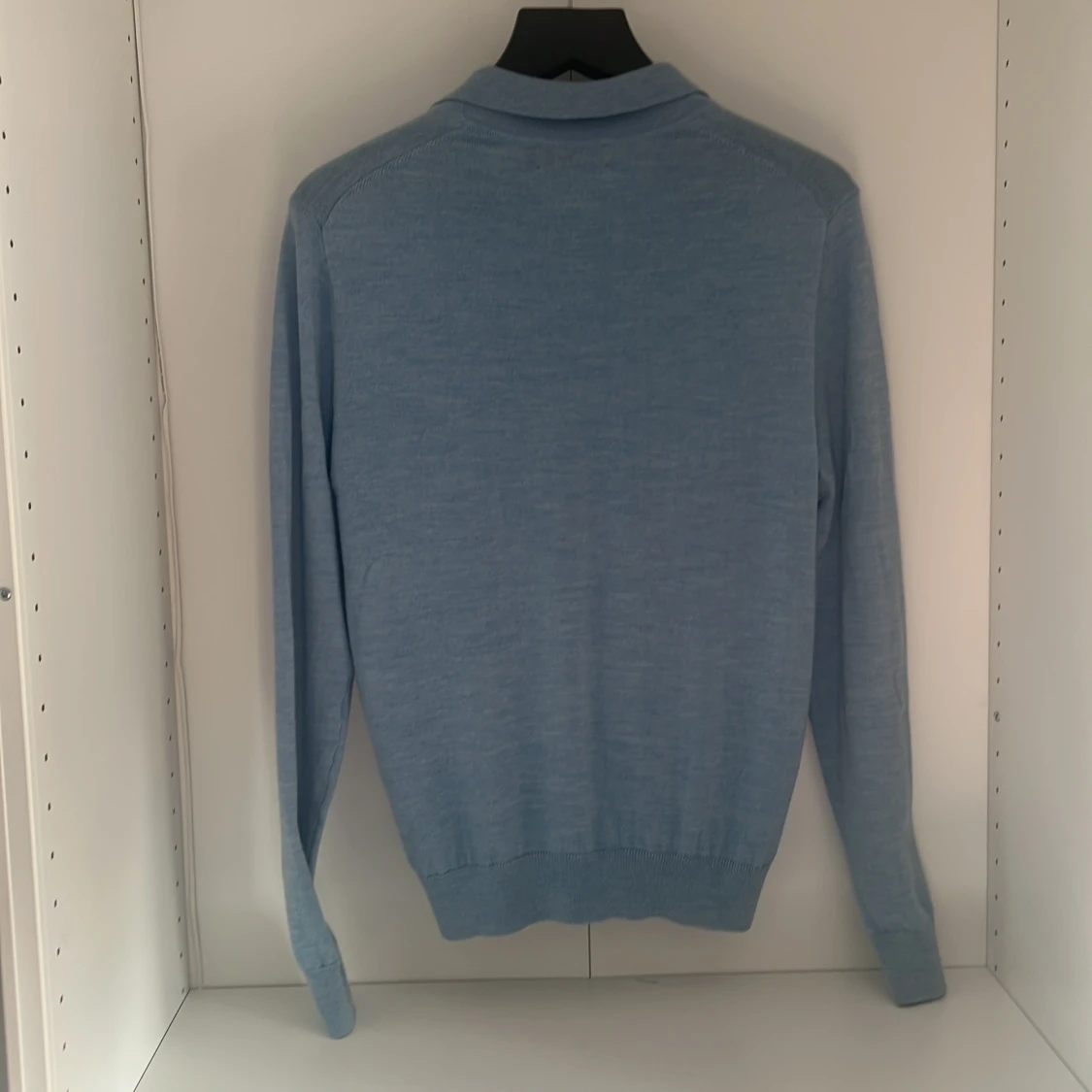 Ljusblå merinoull pikétröja Morris - 1