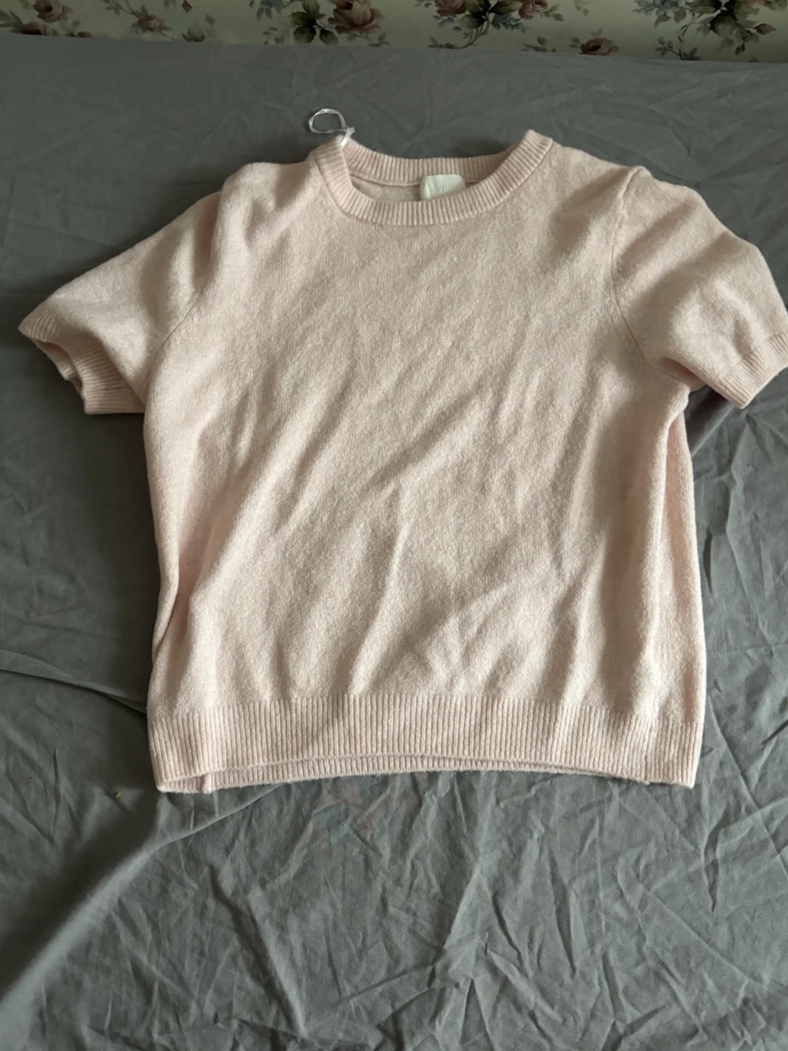 Ljusrosa stickad kortärmad topp från Hm - 1