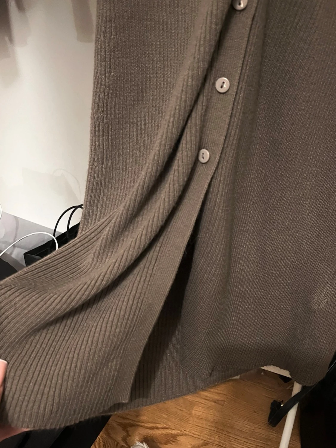 Lång ribbad cardigan - 3