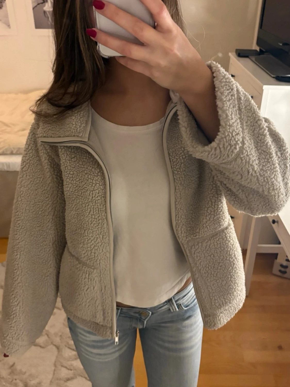 Beige teddyjacka - 1