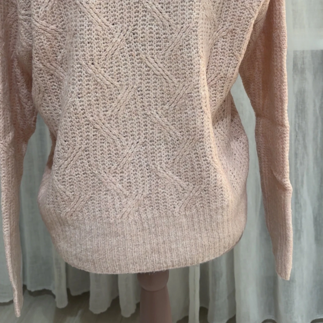 Baby rosa stickad polotröja - 1