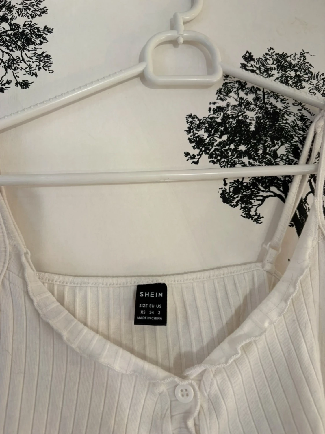 Vit ribbad croppad linnetopp Shein - 2