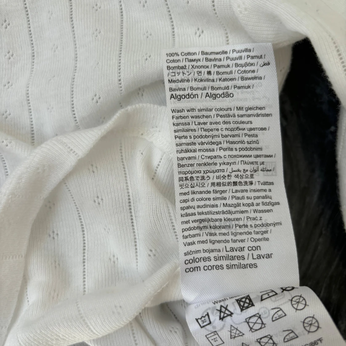 Vit långärmad topp med rosett, 100% bomull - 4