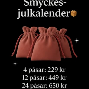 Julkalender guld - 🎄✨ Smyckes-Julkalender ✨🎄 24 luckor fyllda med överraskningar – allt från örhängen, ringar, halsband till armband. Perfekt att ge bort eller unna sig själv i december! 🎁 Totalt värde: ca 900–1200 kr 💎 Innehåll: varierande smycken i stilren design 📦 Begränsat antal 📩 Skriv privat vid intresse! Vill du att jag gör flera olika versioner