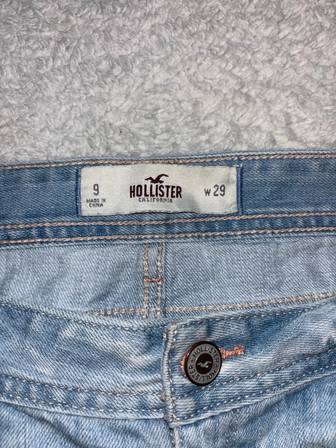 Ljusblå slitna jeansshorts Hollister - 3