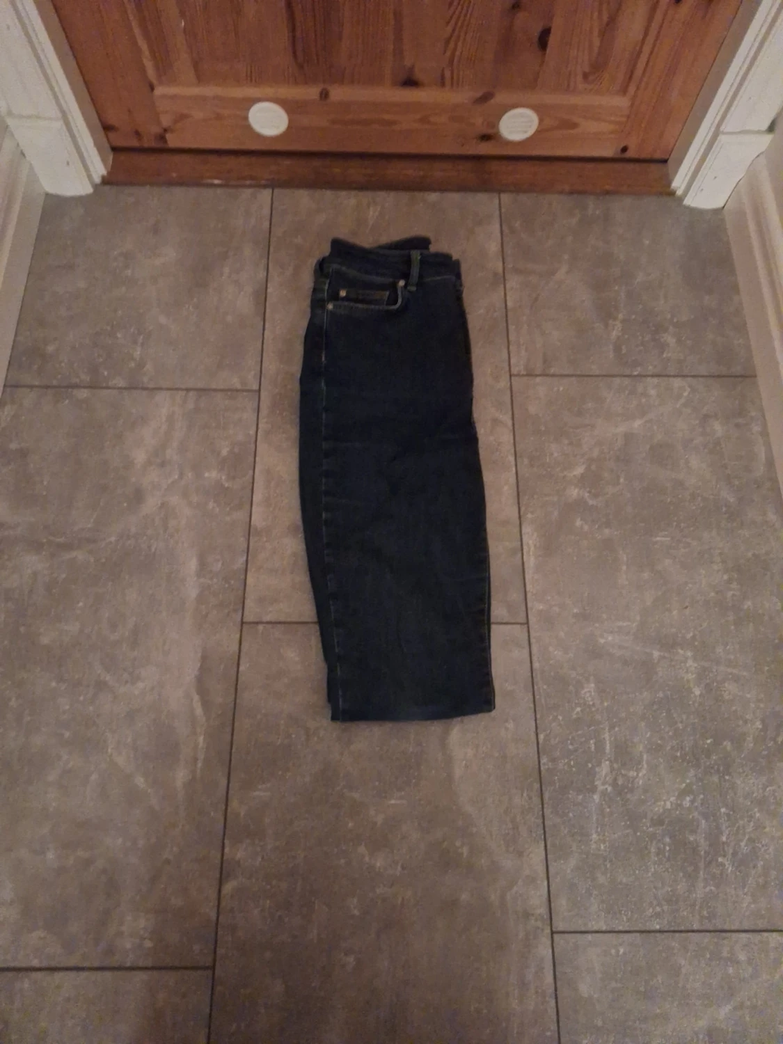 Mörkblå skinny jeans med hög midja - 1