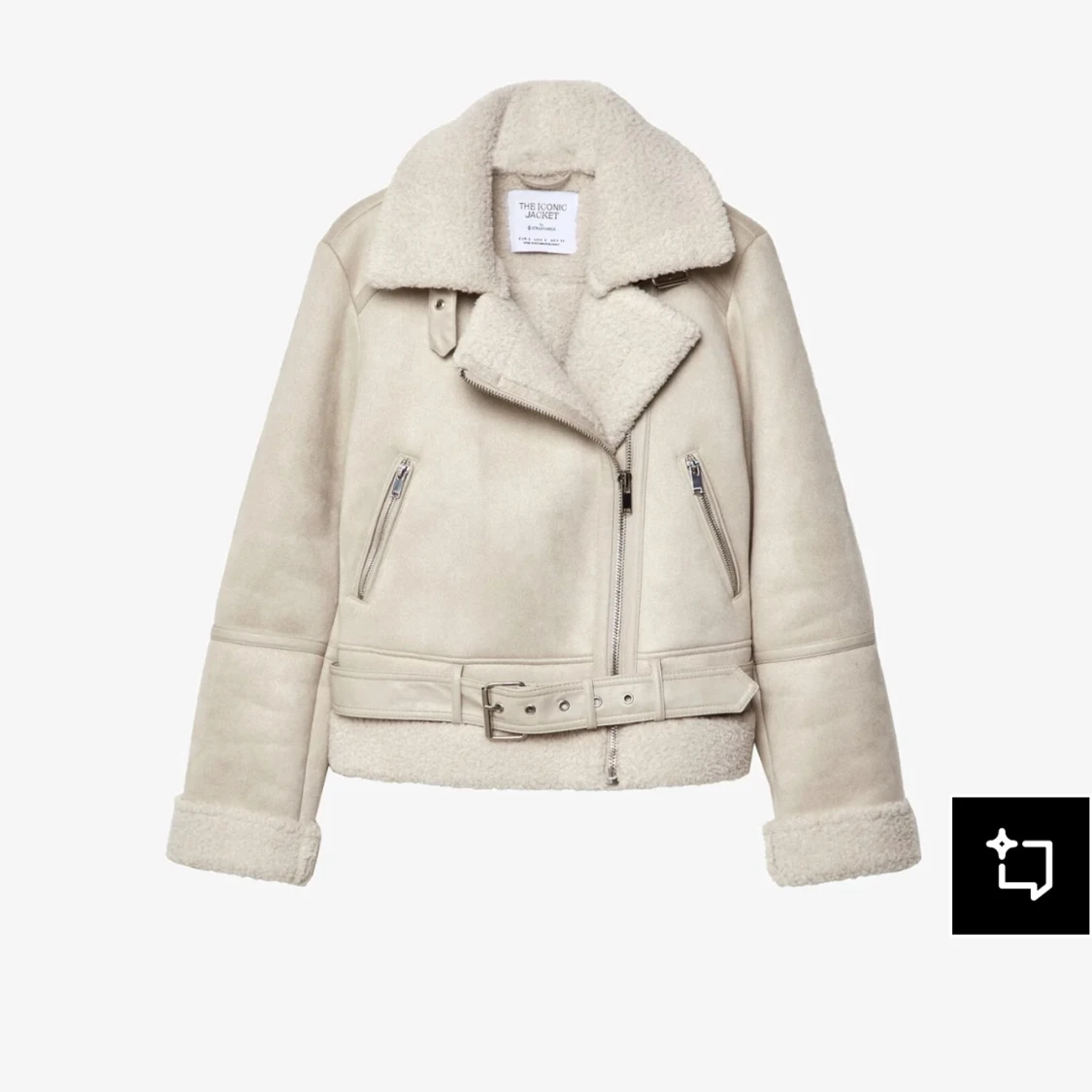 Beige teddyjacka med bälte och dragkedja