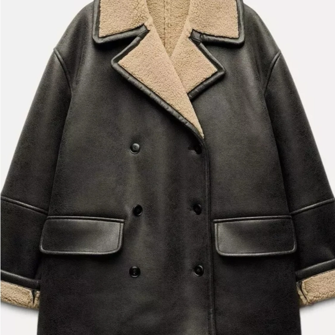 Brun shearlingjacka från Zara, stl M