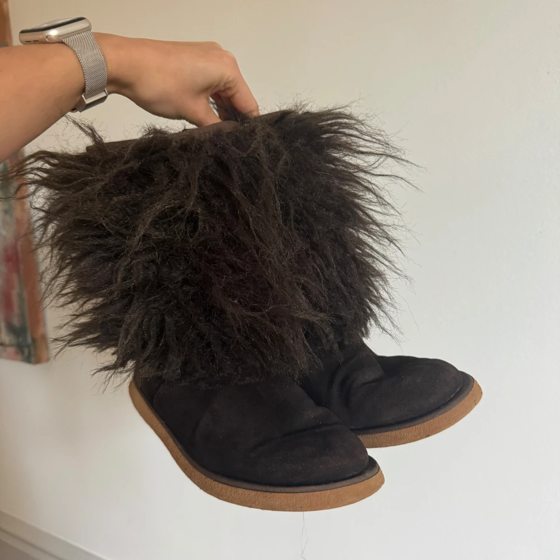 Bruna fluffiga boots med päls - 1