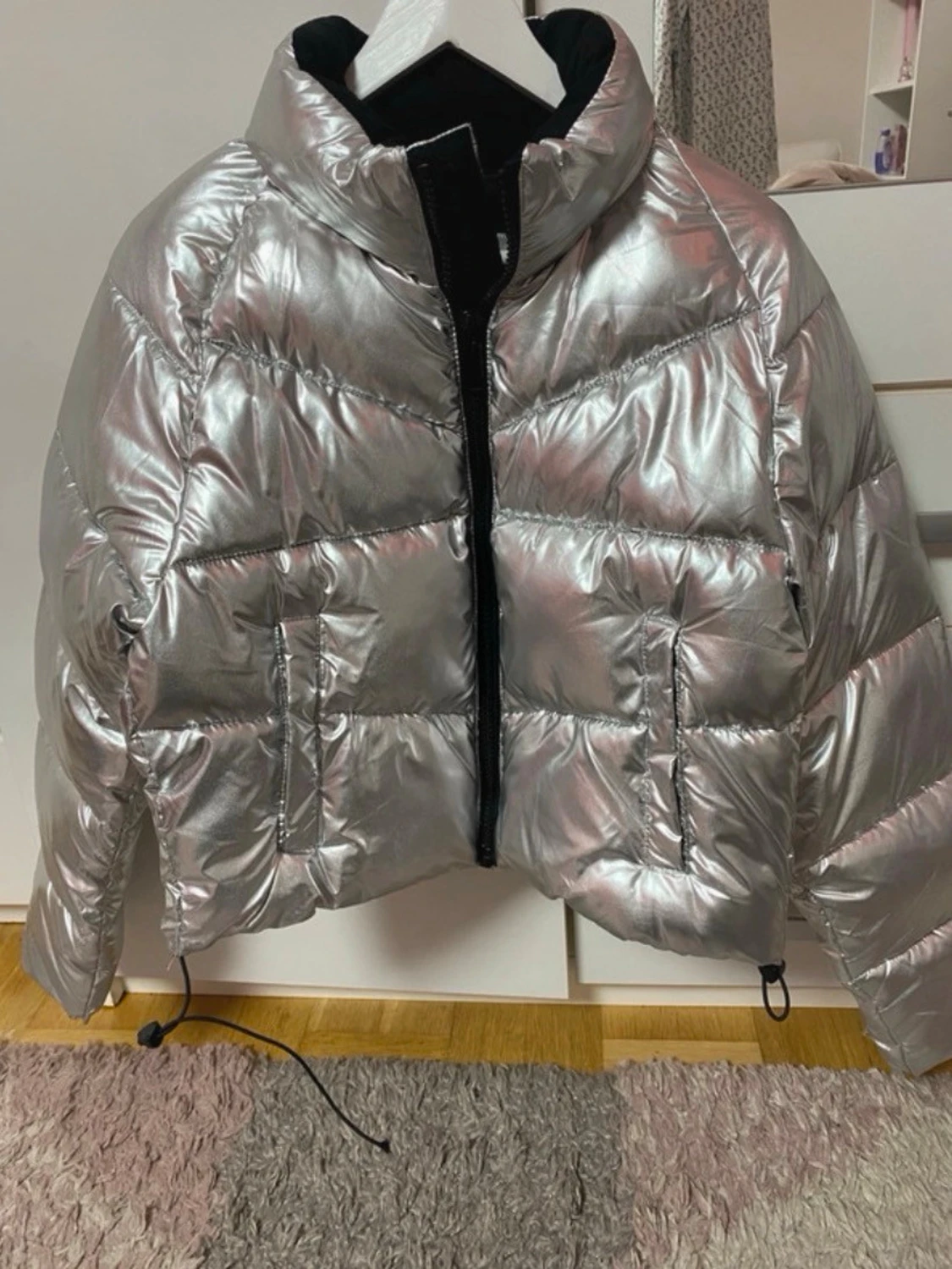 Trendig silver dun-läderjacka med dragkedja 🩶 New Yorker Xs/S - 3