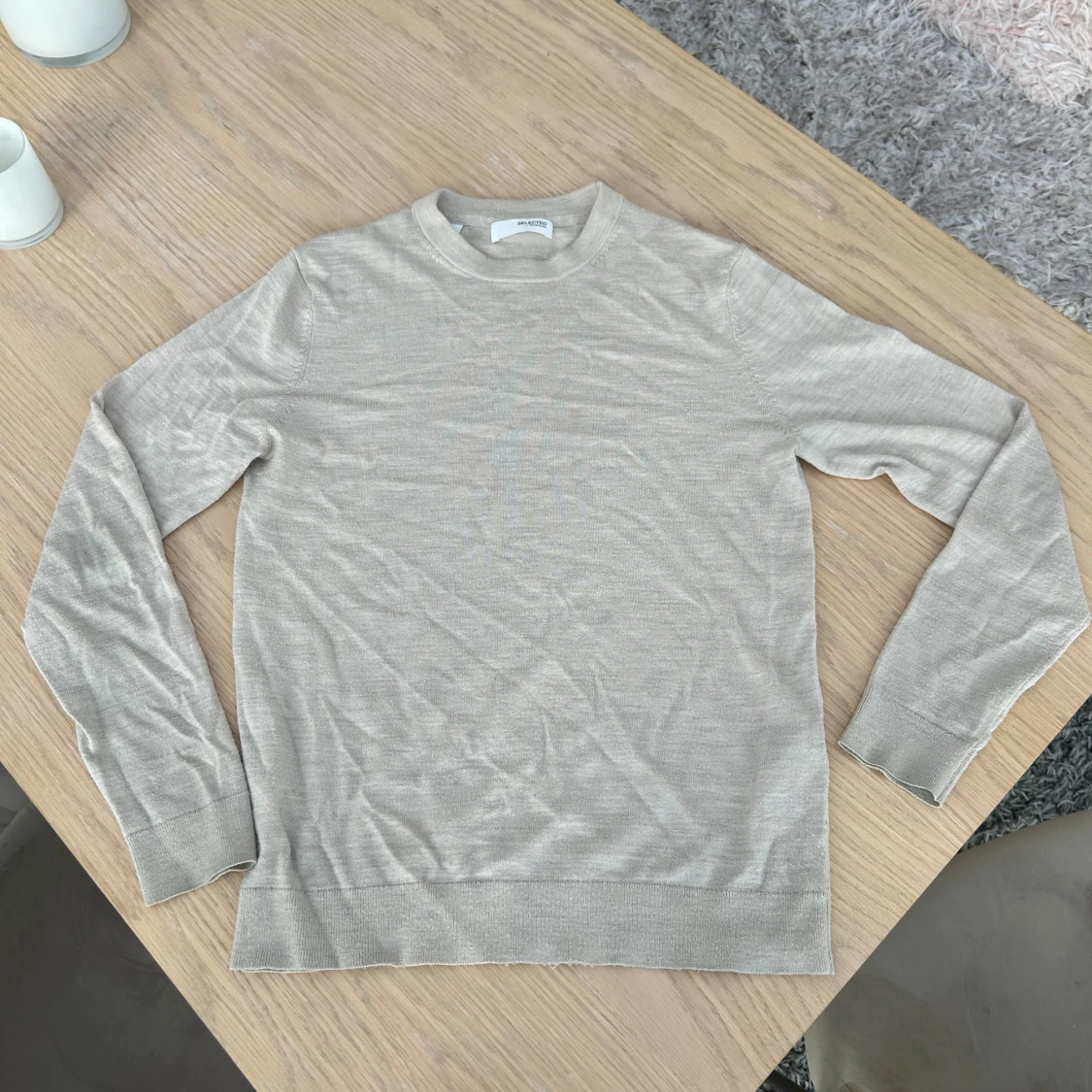 Beige stickad tröja från Selected Homme