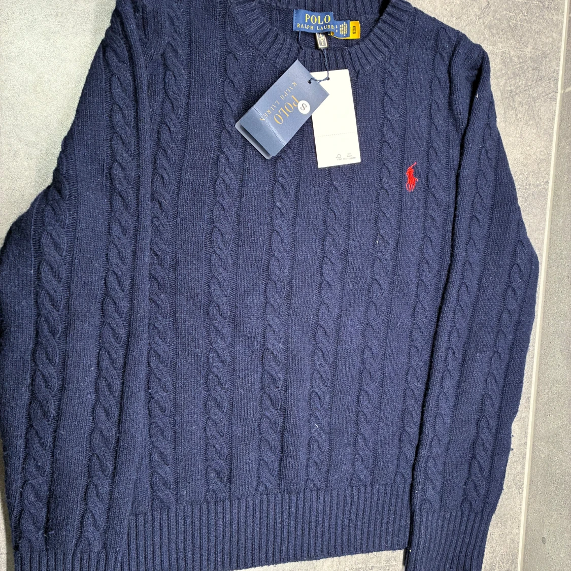 Mörkblå kabelstickad tröja Polo Ralph Lauren - 3