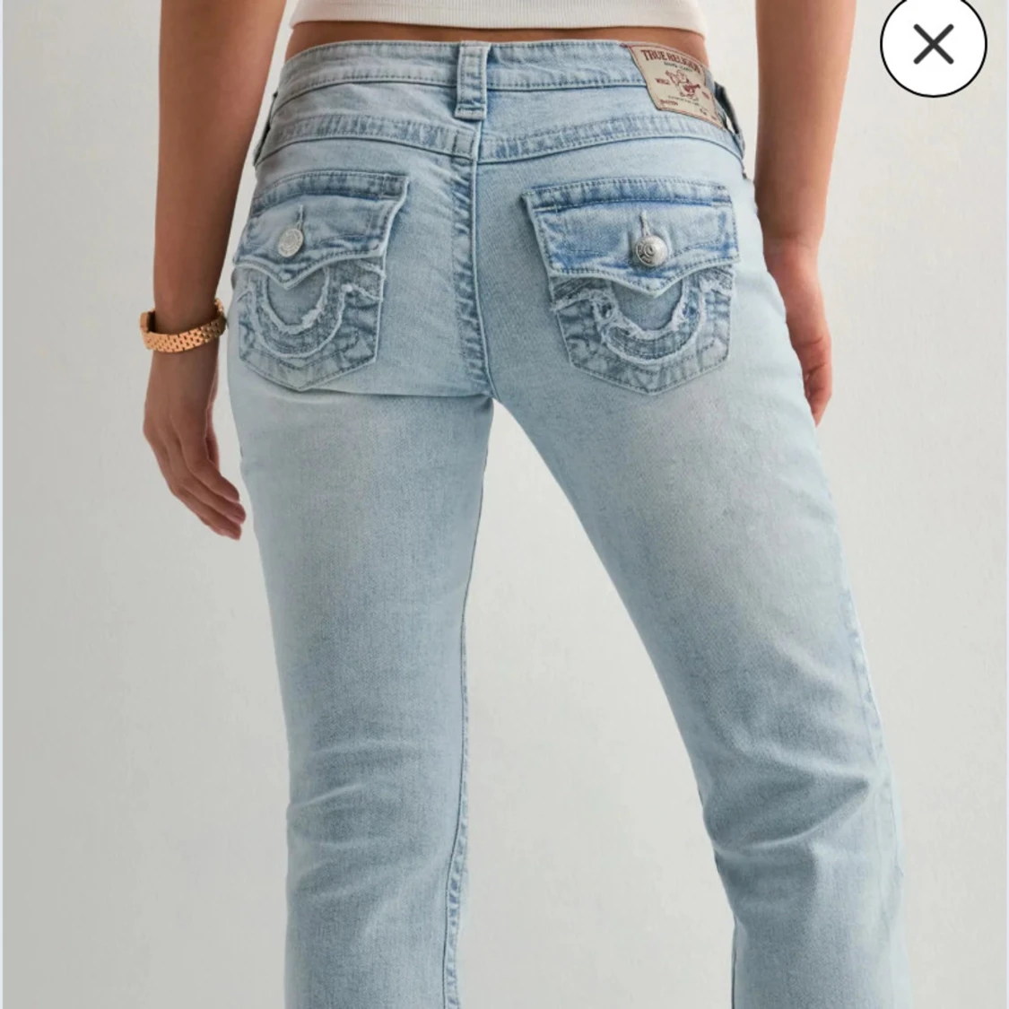Ljusblå True Religion jeans med broderi - 1