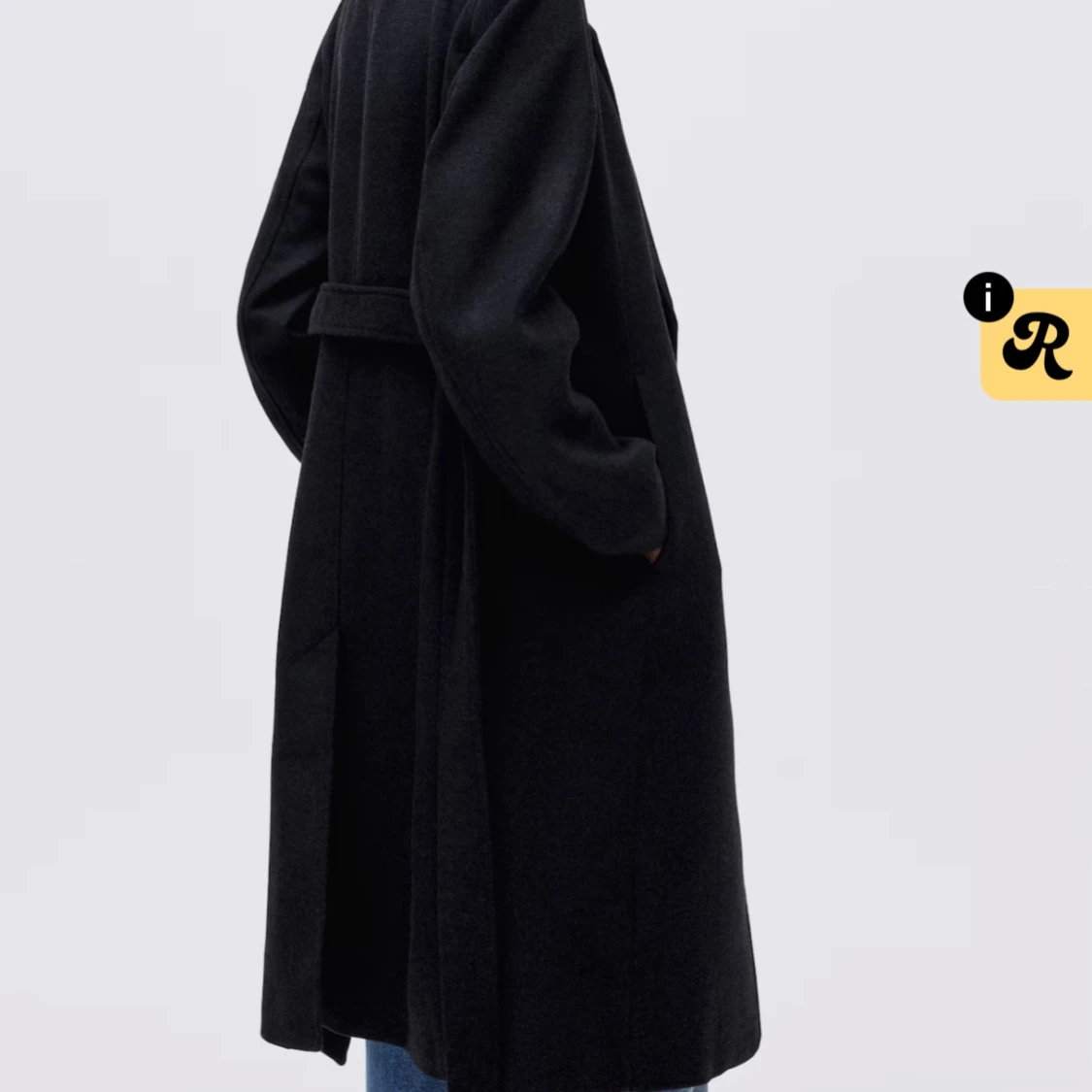 Svart kappa med bälte och slag - 1