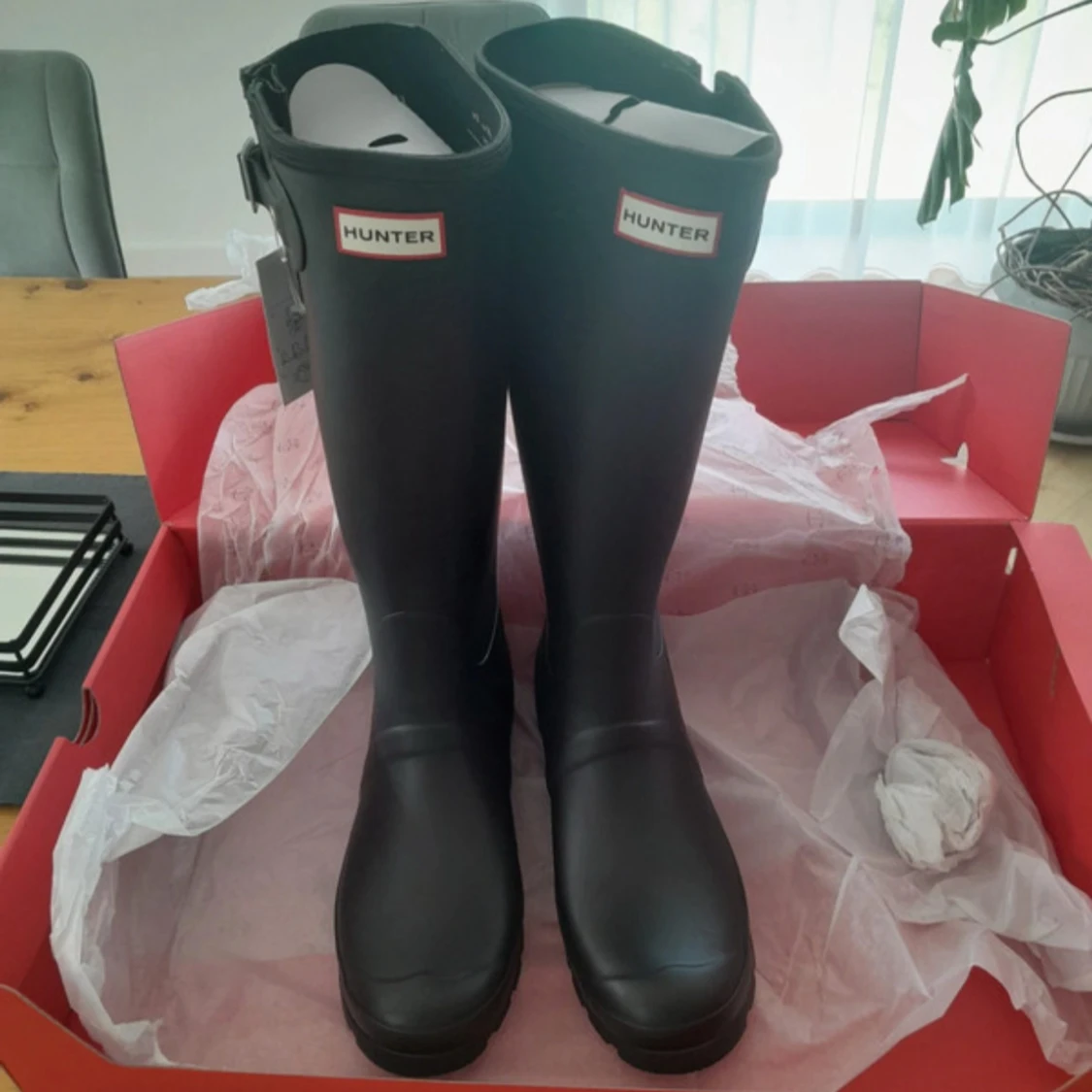 Svarta Hunter stövlar med spänne