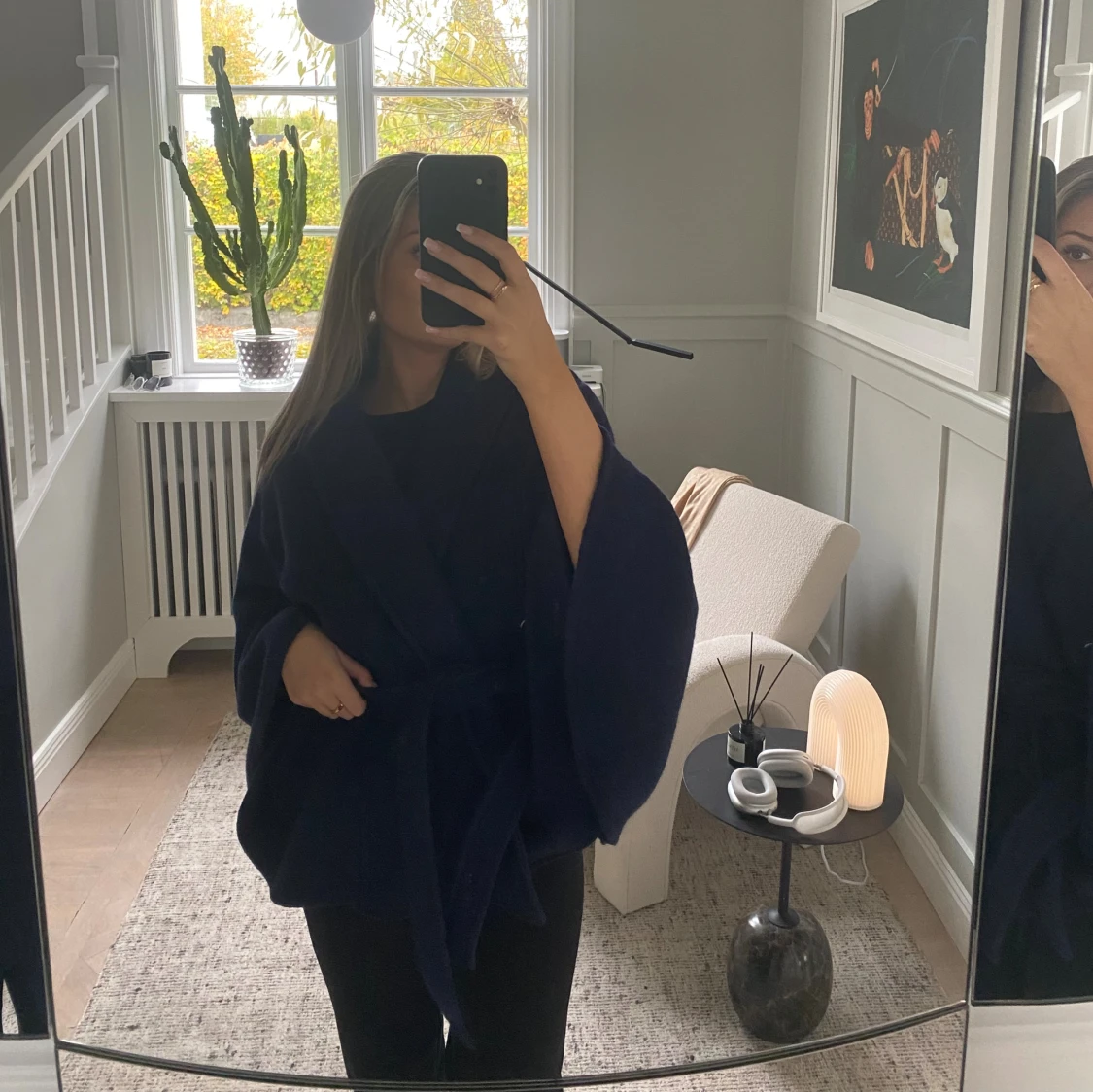 Poncho ullkappa med bälte - 2