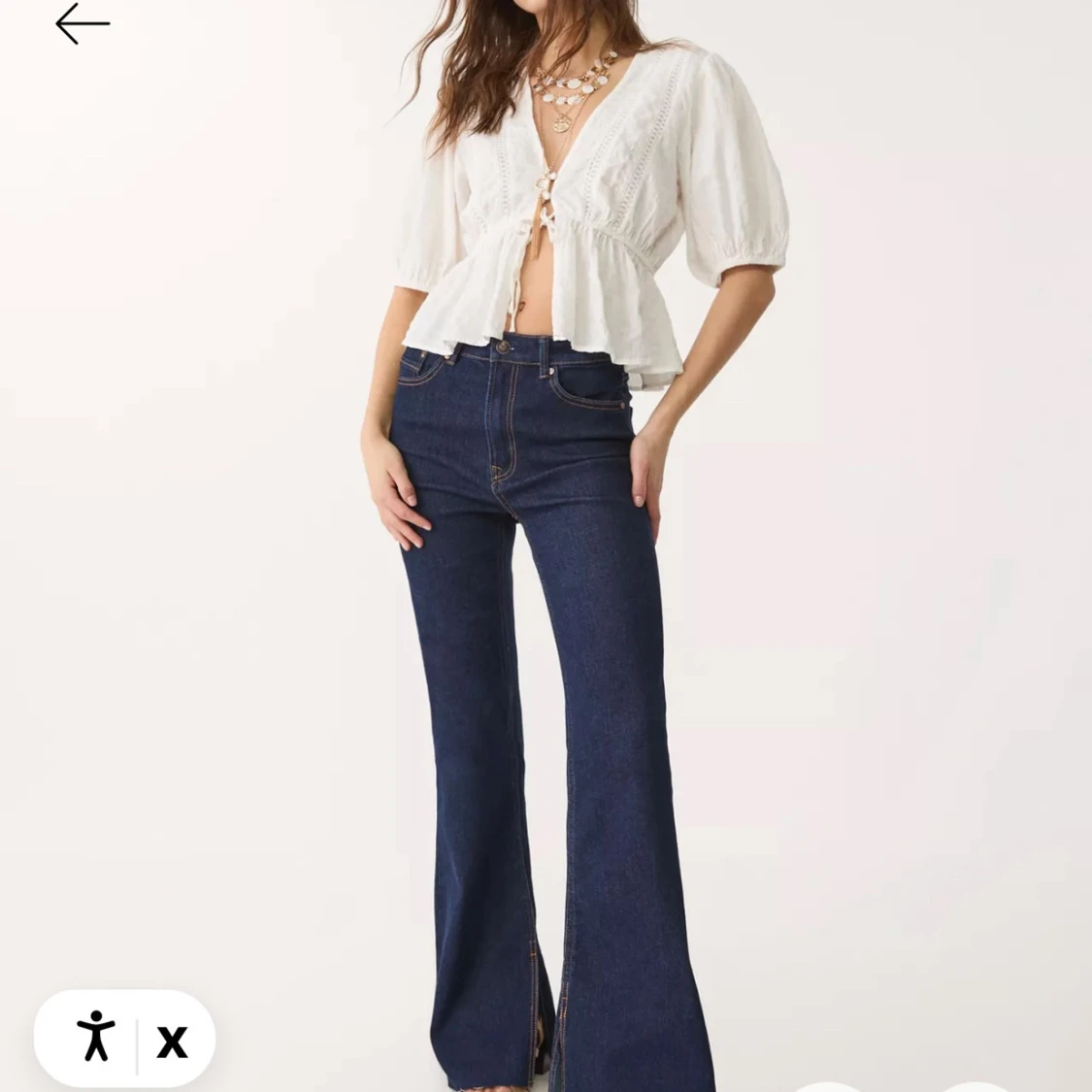 Mörkblå bootcut jeans med hög midja