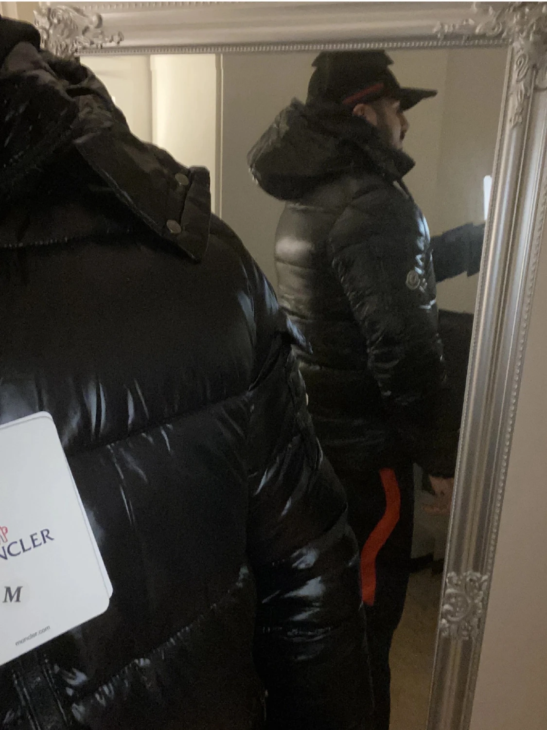 Svart Moncler pufferjacka med huva - 3