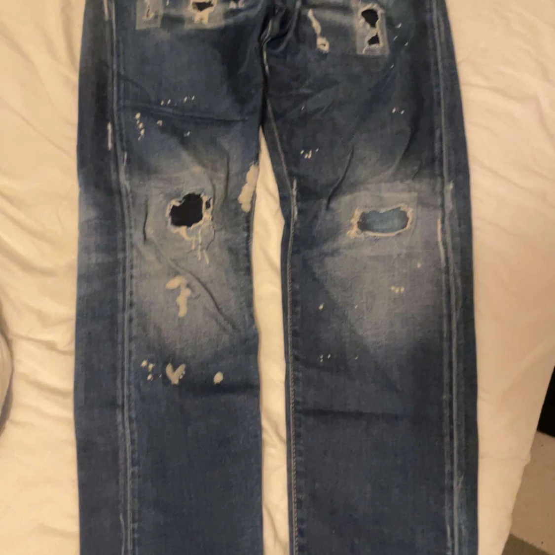 Dsquared2 blå slitna jeans, strl 42