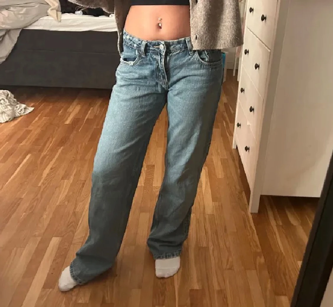 Zara low waist full lengt wide jenas - 5