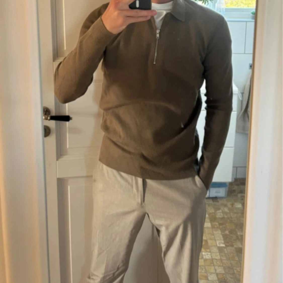 Brun stickad half zip-tröja Samsøe