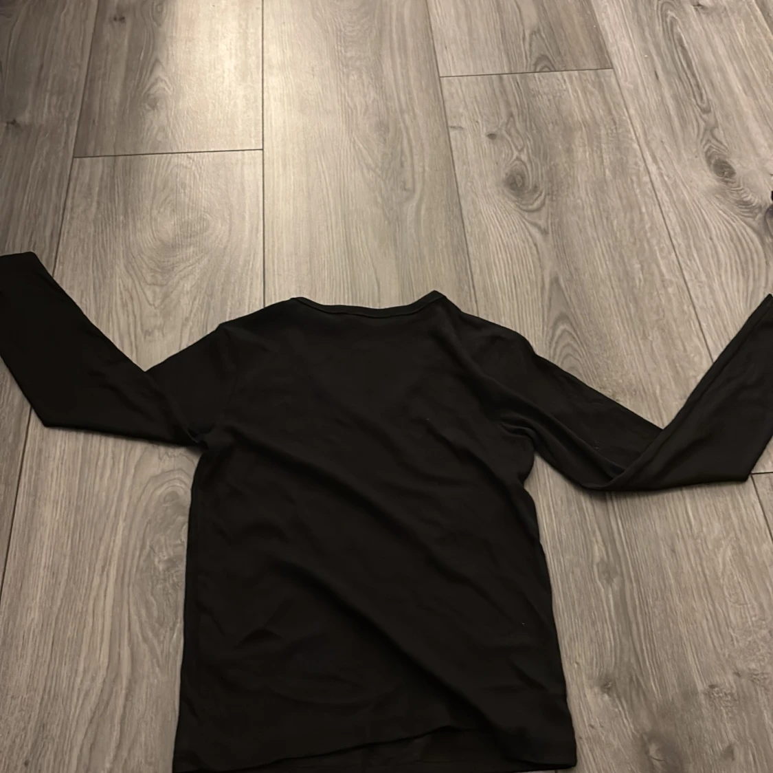 Svart ribbad långärmad topp 157 - 1