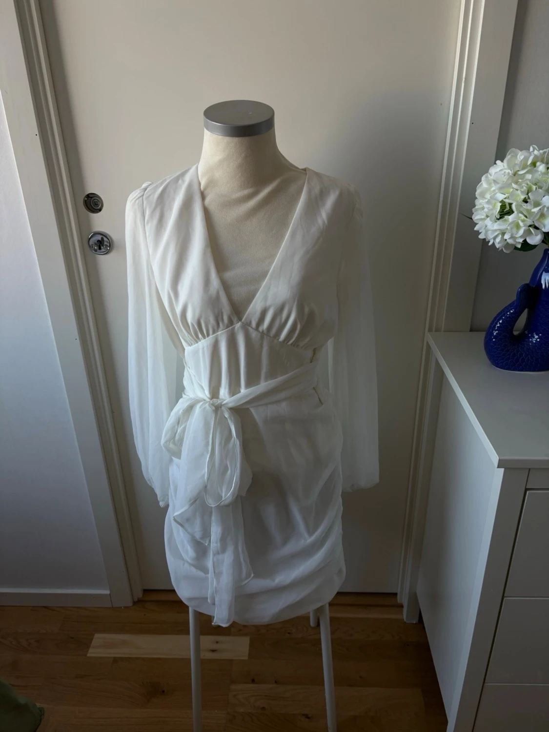 Showpo white long sleeve mini dress - 1