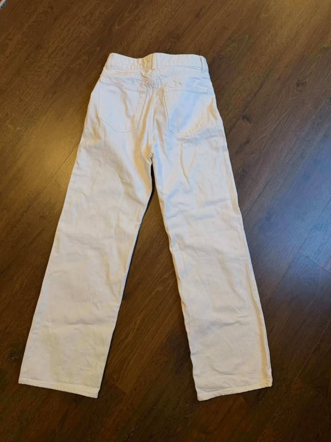 Vita raka jeans med bred passform - 1