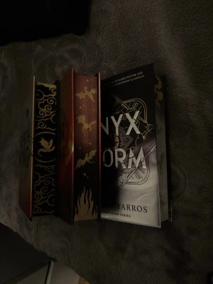 Empearyan av Rebecca Yarros - I sprayed edged them självvv🥰 Onyx storm har även en missprint på det dust jacket. Det finns ART inside onyx storm också. Kan mötas upp i Stockholm. Som ny förutom då att jag har sprayed edged them så skrev in mycket bra skick 😅