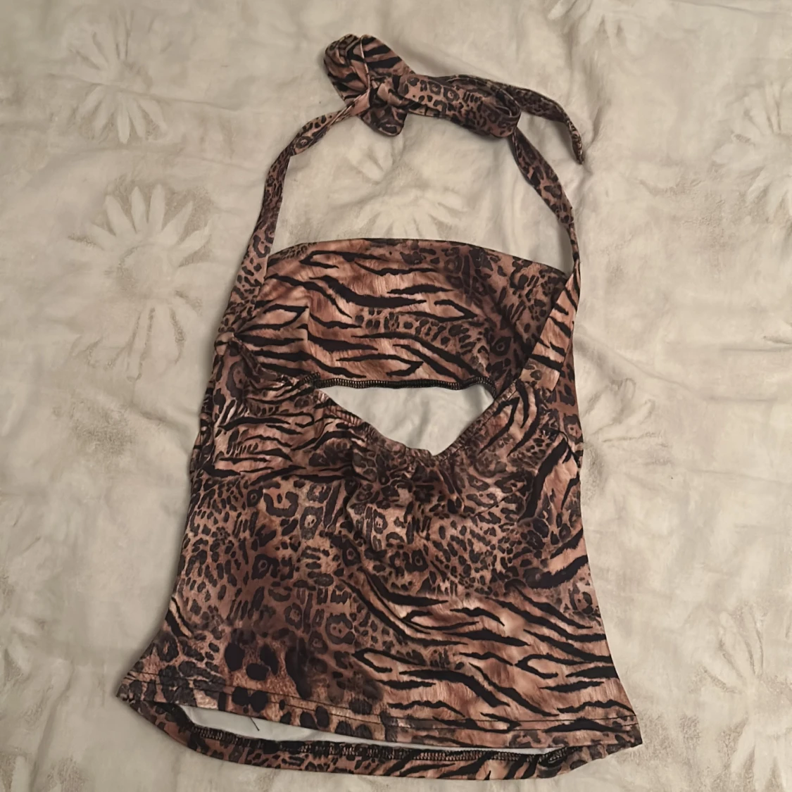 Leopardmönstrad halterneck topp - 1