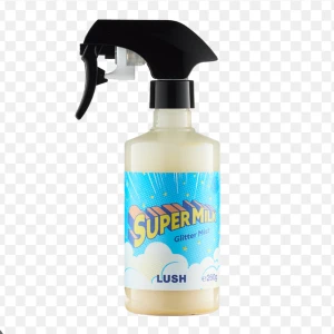 Super Milk Glitter Mist från Lush - Säljer min super milk body och hair mist som har skimmer i sig, luktar vanilj och citronkaka, den är ny och bara använd nån gång men säljer då jag har andra som passar mig bättre, men den luktar verkligen supergott🩷nypris ca 300