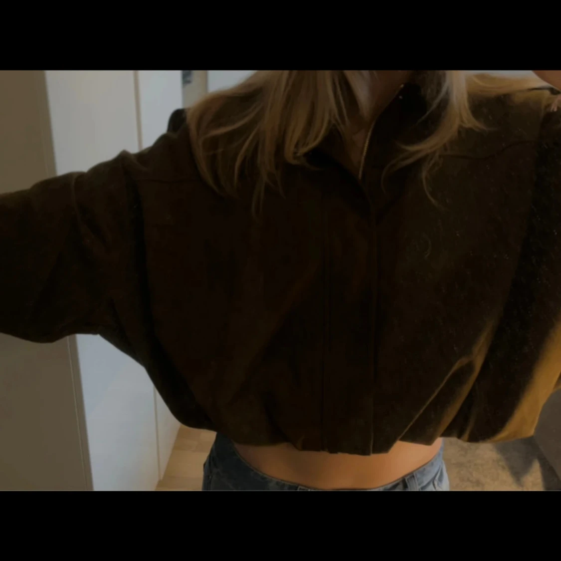 Brun mocka bomberjacka croppad - 3