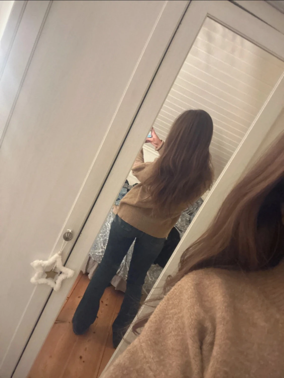 Blå bootcut jeans med låg midja - 2