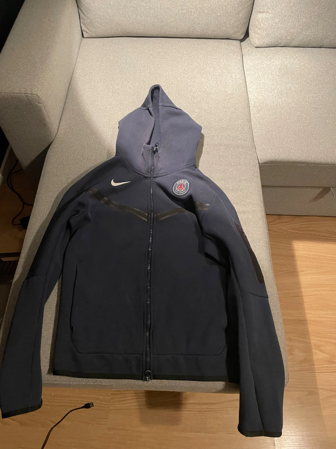 Mörkblå Nike PSG hoodiejacka