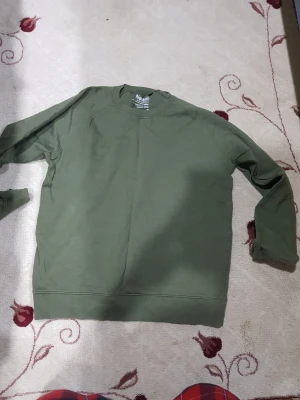 Grön sweatshirt från Neutral S - Säljer en enkel och stilren grön sweatshirt från Neutral i storlek S. Tröjan har rund hals, ribbade muddar och är långärmad. Tillverkad i mjuk bomull, perfekt för chill dagar och sköna outfits.